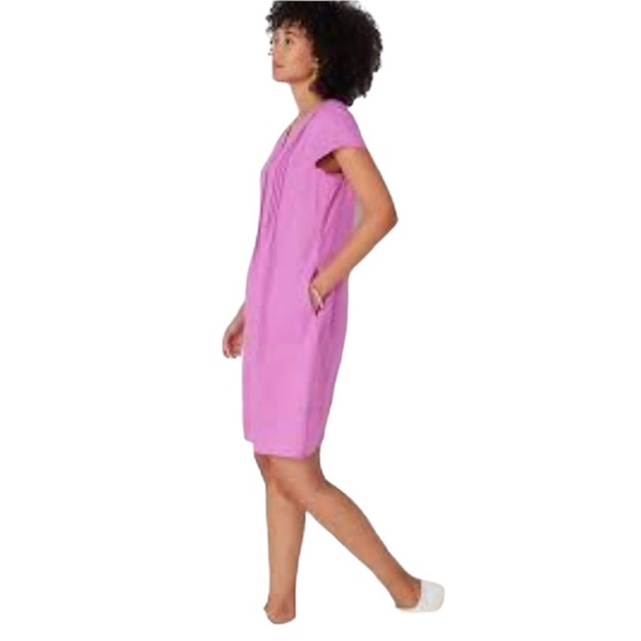 J. Jill Love Linen Pintucked Linen Shift  Dress Lavender Camilla Pink Size XS - Picture 3 of 15
